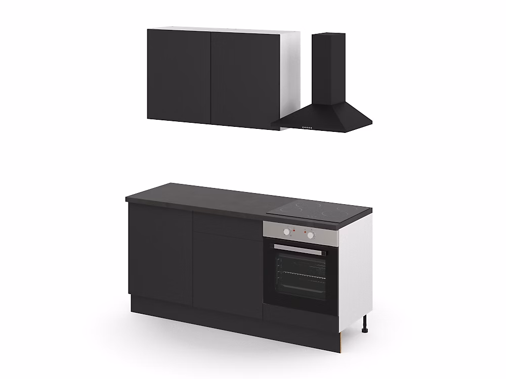 Cuisine complète GoodHome Stevia noir mat l.80 cm 2 caissons hauts + 3 bas sans électroménager | Cuisine