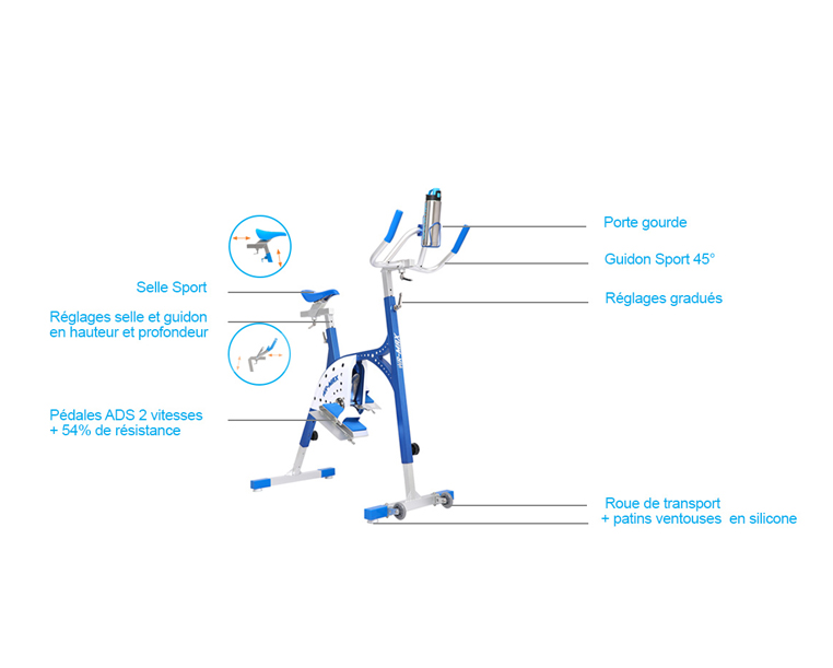 Vélo Aquabike en aluminium pour piscine WR Air Max