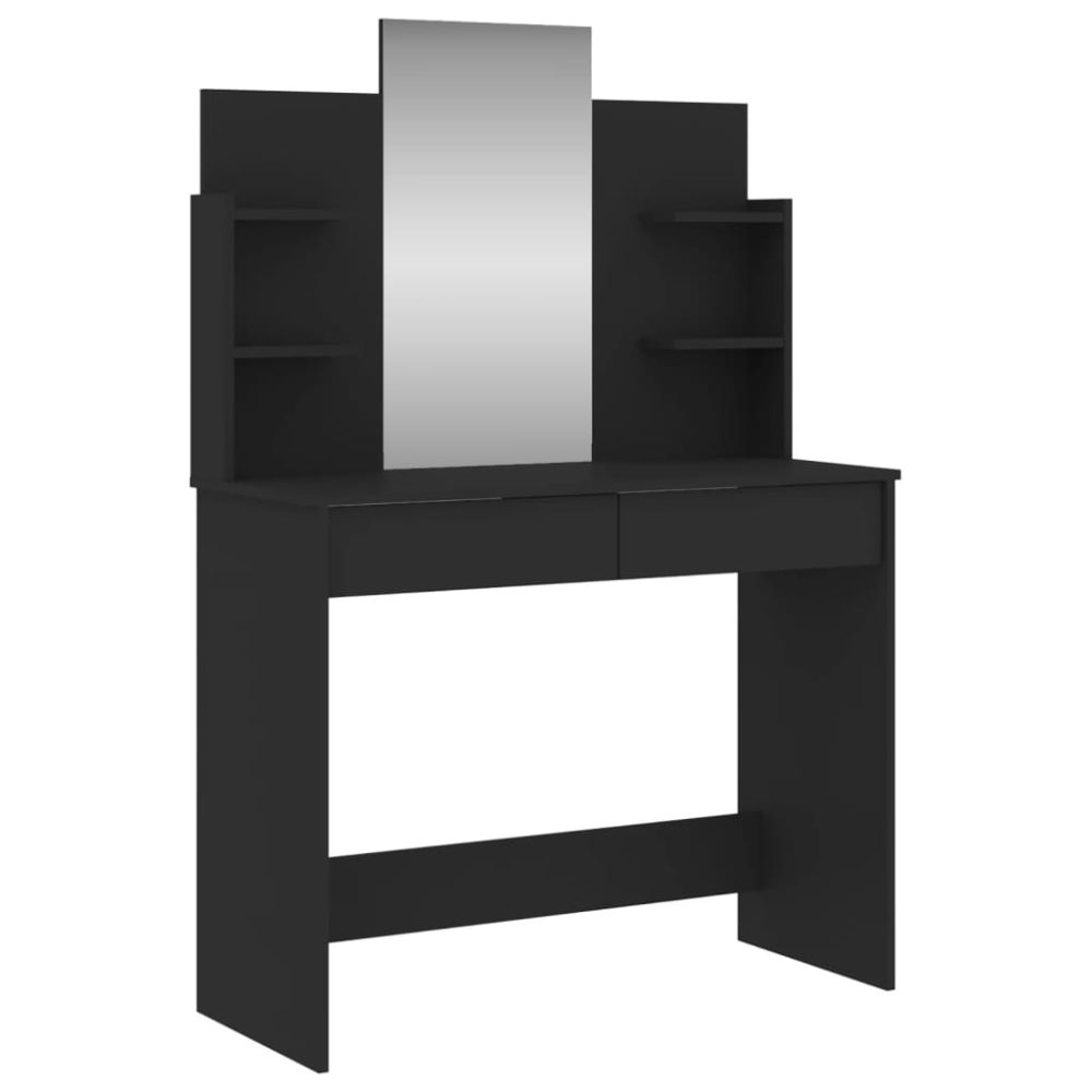 vidaXL Coiffeuse avec miroir noir 96x39x142 cm