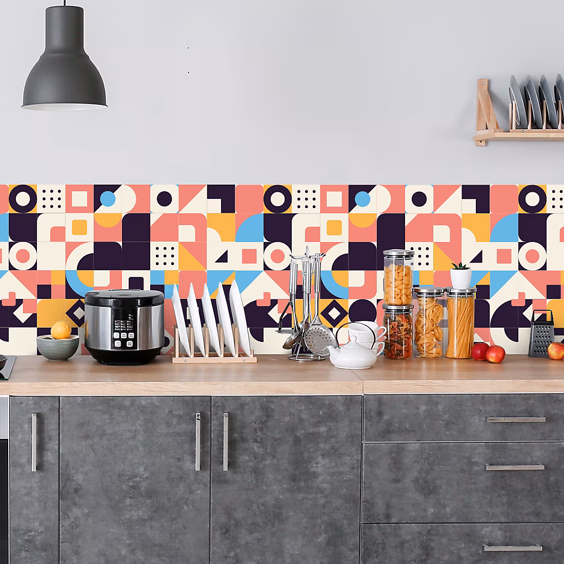 Crédence adhésive décoration rétro 60 × 400 cm