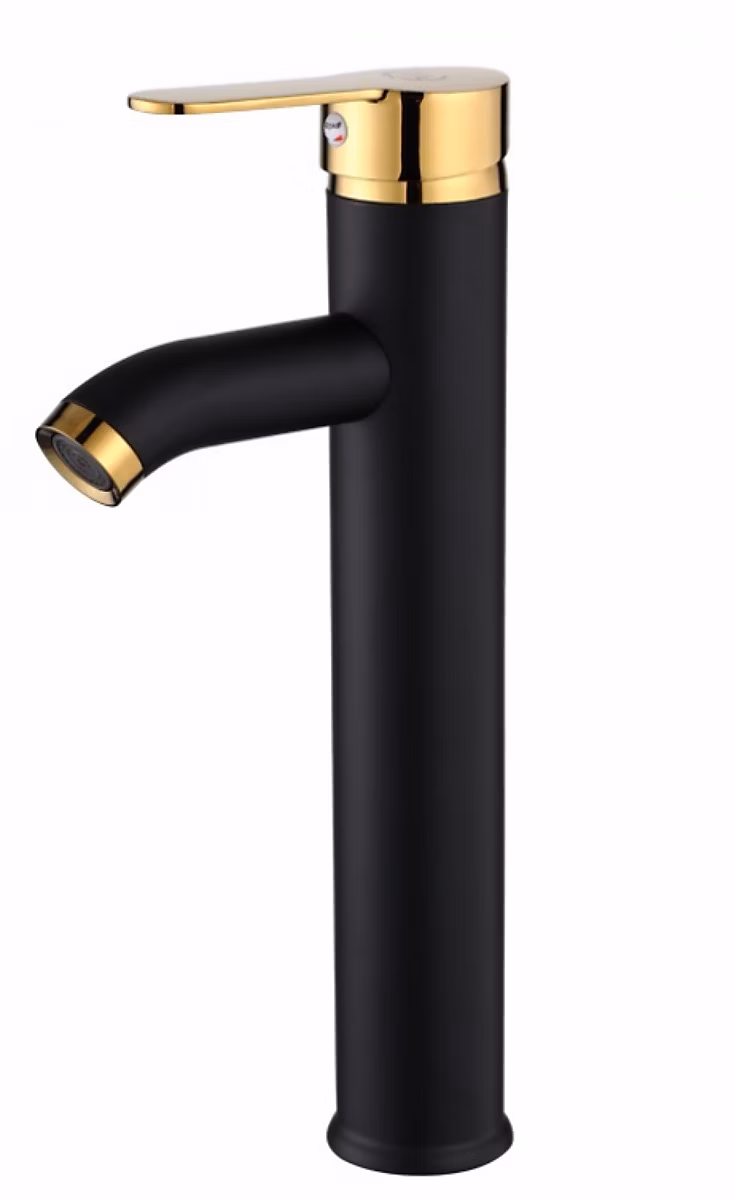 Bassin robinet d'eau chaude et froide lavabo robinet de salle de bain noir or haut coude simple – Réf. XFIIEMTHD1854481320