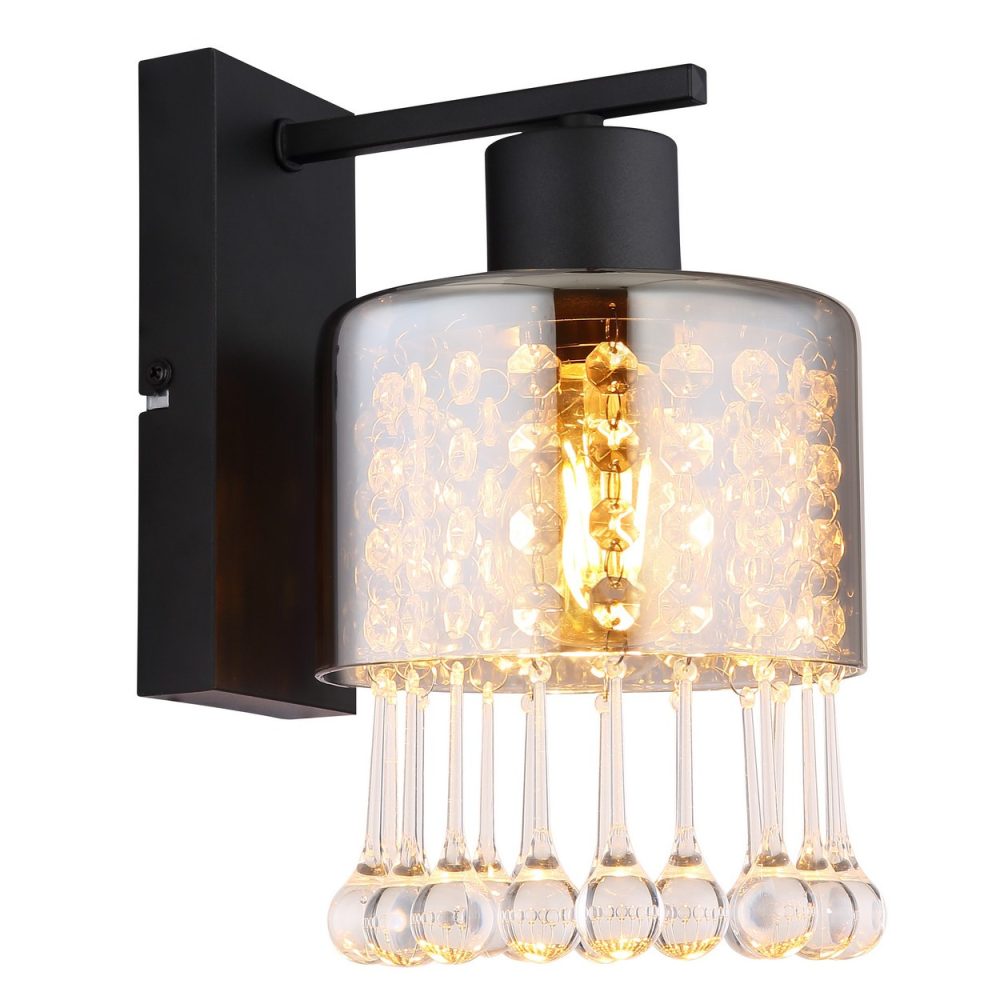 Globo Hendry Applique murale en verre fumé noir mat, 1 culot E27