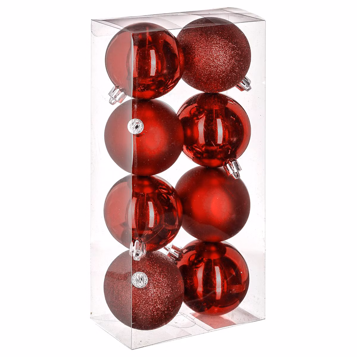Boules de noël colorama de noël rouge en plastique recyclé d7cm | feeric lights & christmas – lot de 8