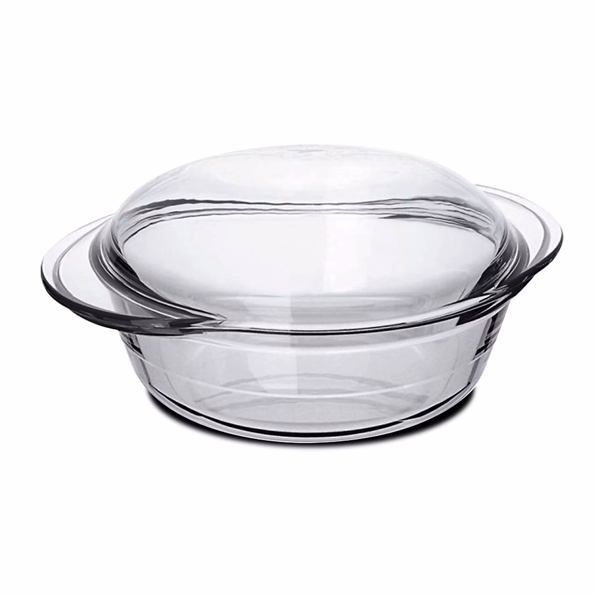Cocotte ronde avec couvercle – casserole avec poignées en verre, capacité 2.3 L, Longueur 26 x Profondeur 20.2 x Hauteur 10.9 cm