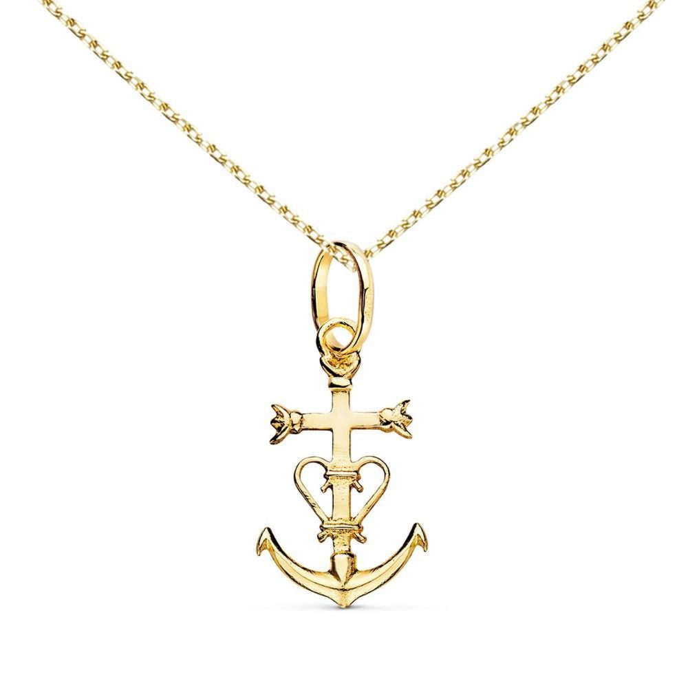 L'ATELIER D'AZUR Collier - Médaille Croix Camarguaise Or Jaune - Chaine Dorée