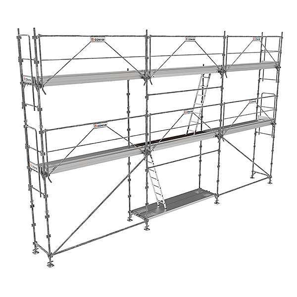 Echafaudage fixe de façade 60m² – Plancher Acier, Structure Acier, Garde-corps Monoblocs, R200GCM-60-SPP/A