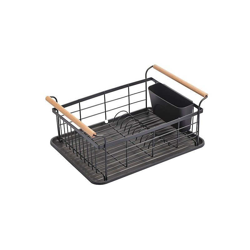 Egouttoir à vaiselle Design industriel Bois Acier ELIE Noir mat MSV – Réf. WWDOALPFM6700329352