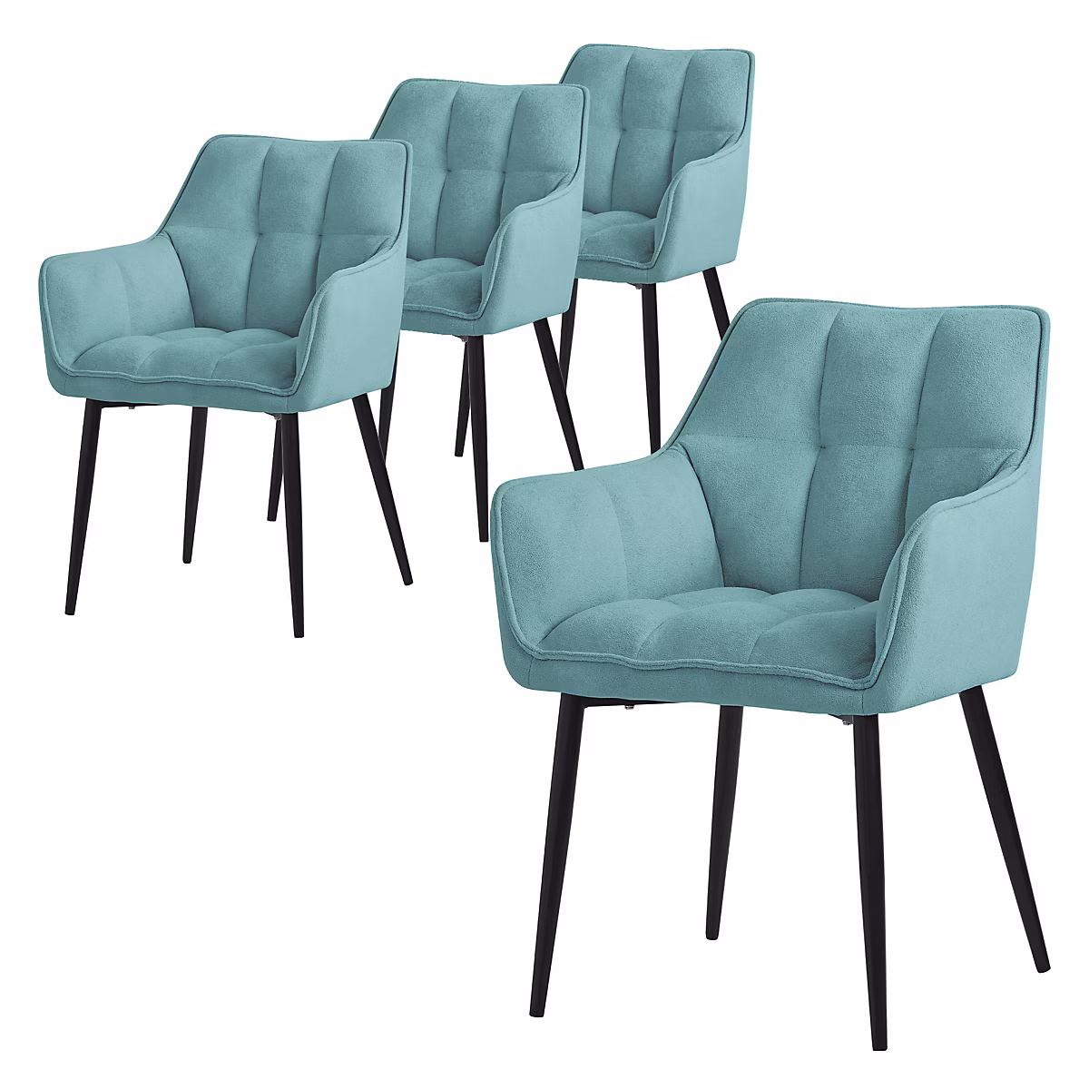 chaises de salle à manger ML | Design pétrole avec accoudoirs rembourrées en tissu éponge – lot de 4