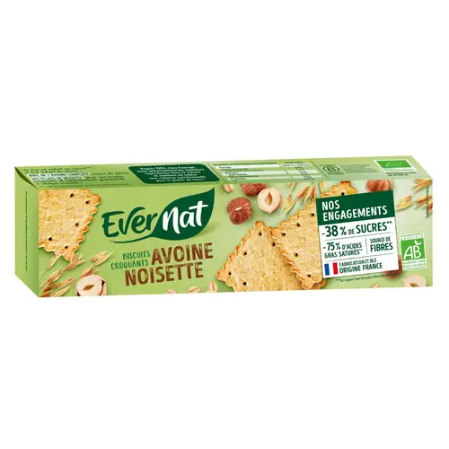 Une solution pratique pour le jardin:Biscuits bio avoine noisette Evernat - 100 g