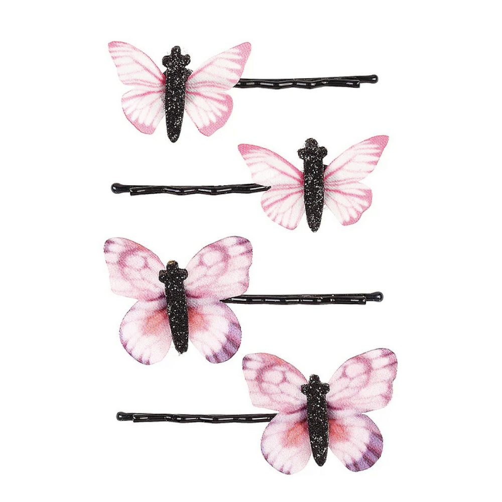Barrettes Aaltje en forme de papillons roses et violets - Ensemble de 4 pièces