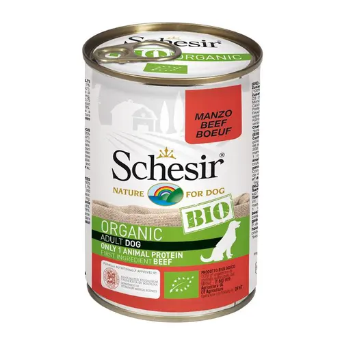 Esprit jardin:Pâtée schesir bio au bœuf pour chien 400 g