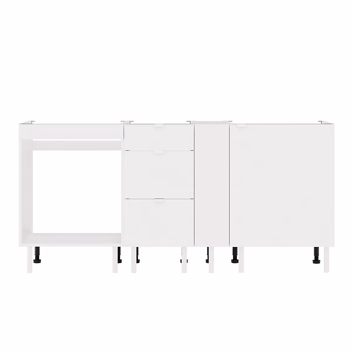 Cuisine complète 4 meubles bas 2 portes 3 tiroirs Izee blanc sans électroménager 180 cm – Réf. CLFFHBATQ7762927423