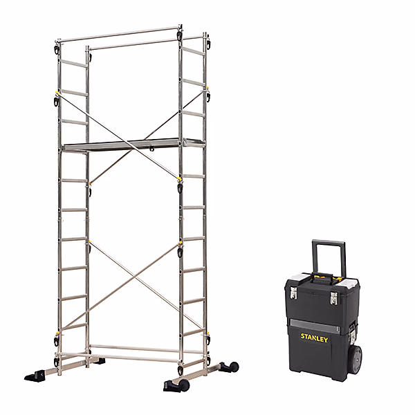 Echafaudage domestique: Hauteur de travail max 4.35m + Servante d'atelier STANLEY – 238703-SERVANTE