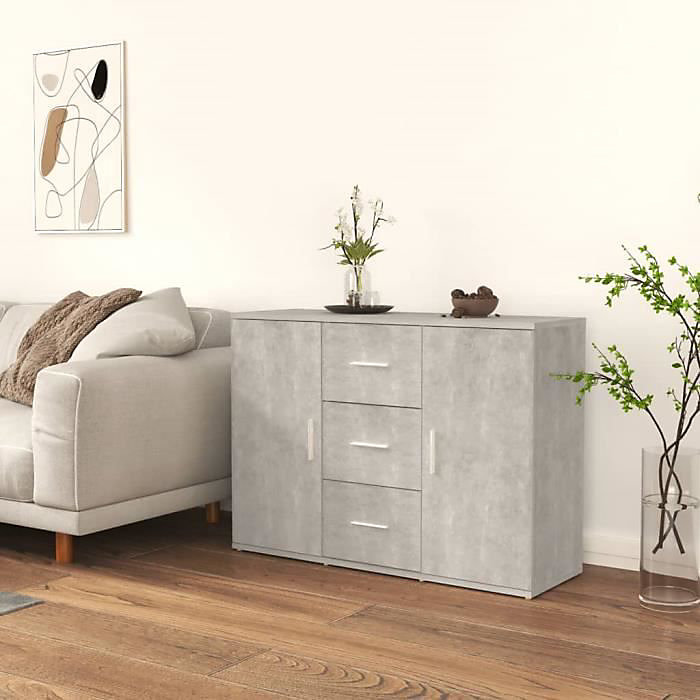 823346 vidaXL Buffet Gris béton 91x29 – 5 × 65 cm Bois d'ingénierie