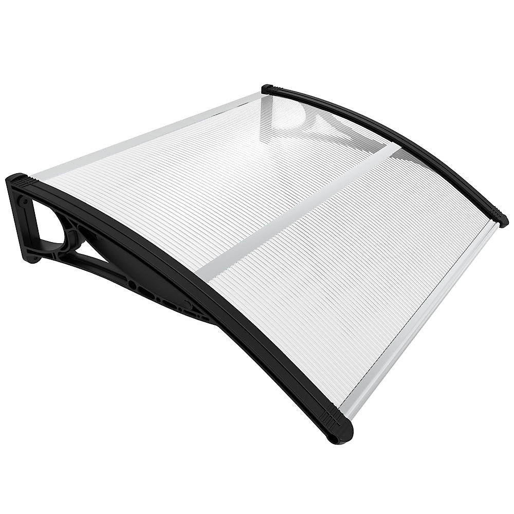 Auvent de porte marquise 100 × 80 cm transparent en Polycarbonate anti UV Noir VOUNOT