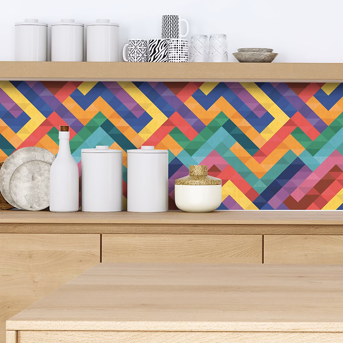 Crédence adhésive design pixel coloré – 40 × 400cm