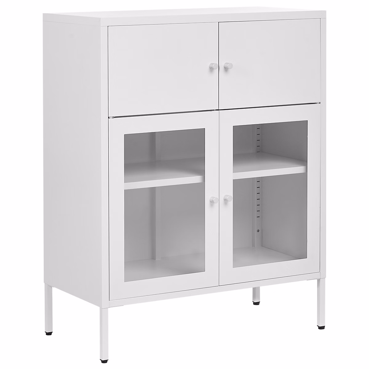 Buffet avec vitrine en verre ESHOLT 80 cm Métal Blanc – Réf. APVKZBDXB5857652829