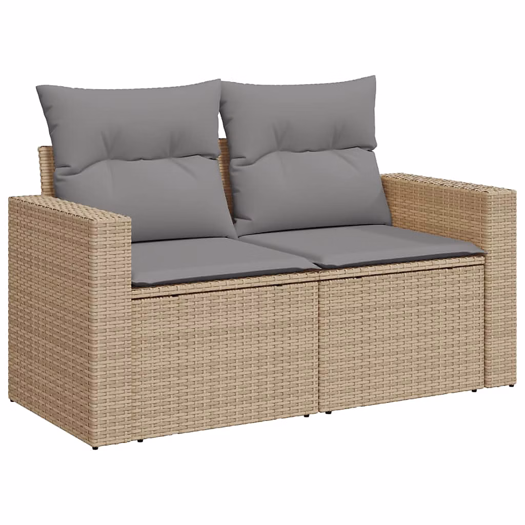 Salon et mobilier de jardin – Canapé de jardin avec coussins 2 places beige résine tressée vidaXL