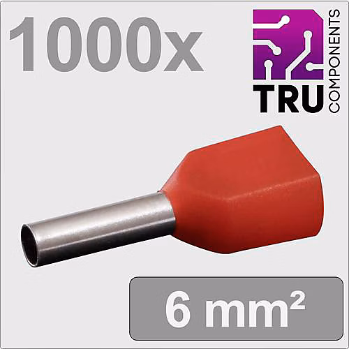 Embouts double d'extrémité de câble 1 mm² partiellement isolés – pack de 1000 pièces, rouge