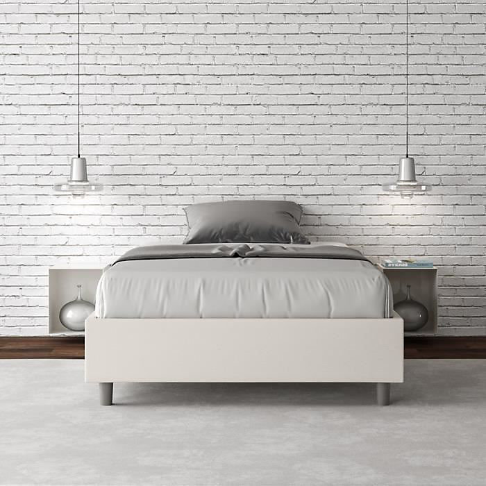 Cadre de lit coffre double Azelia – Blanc, 140x200, Sommier relevable