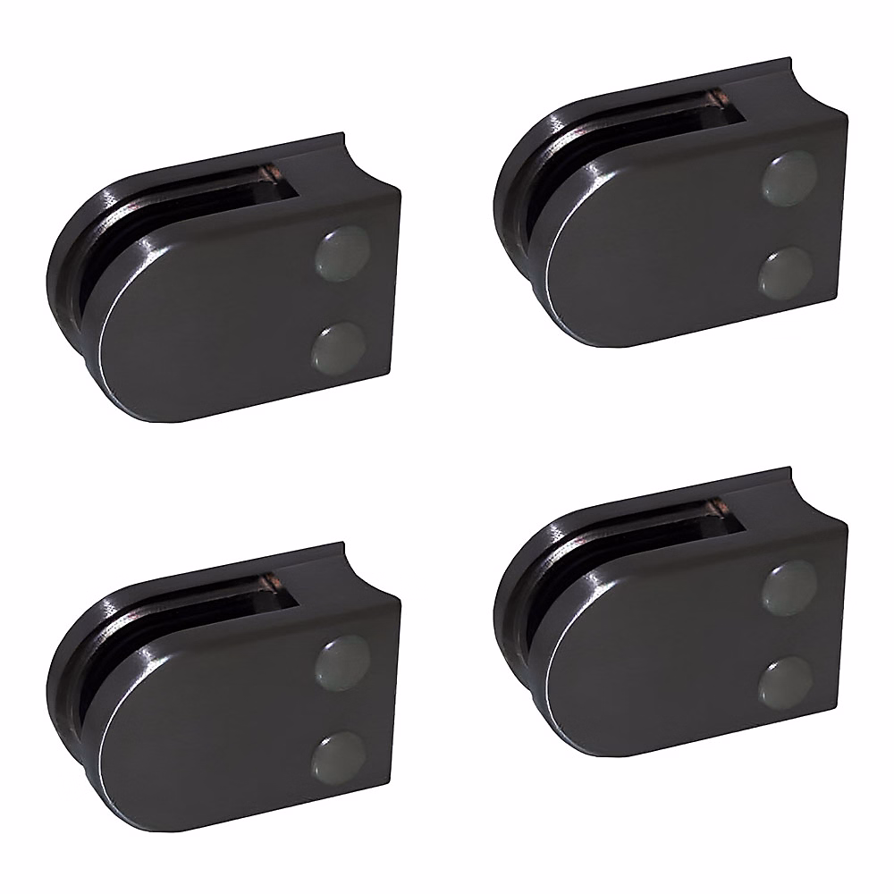 4 x Pince à verre pour tube diam. 42 – 4 modèle 02, Ep. verre 6, 76 mm, Inox noir anthracite