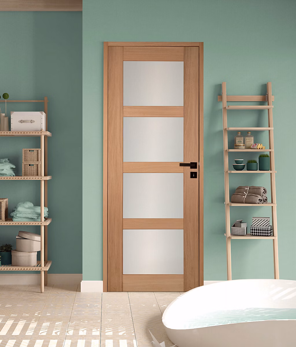 Bloc porte 4 Vitrages CETUS bois chêne européen 2040 × 830 Gauche