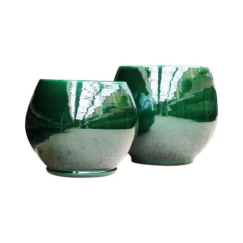 Équipement au jardin:Pot en terre cuite émaillée coloris vert Les Poteries d'Albi Bahia - Ø 35 x H 38 cm