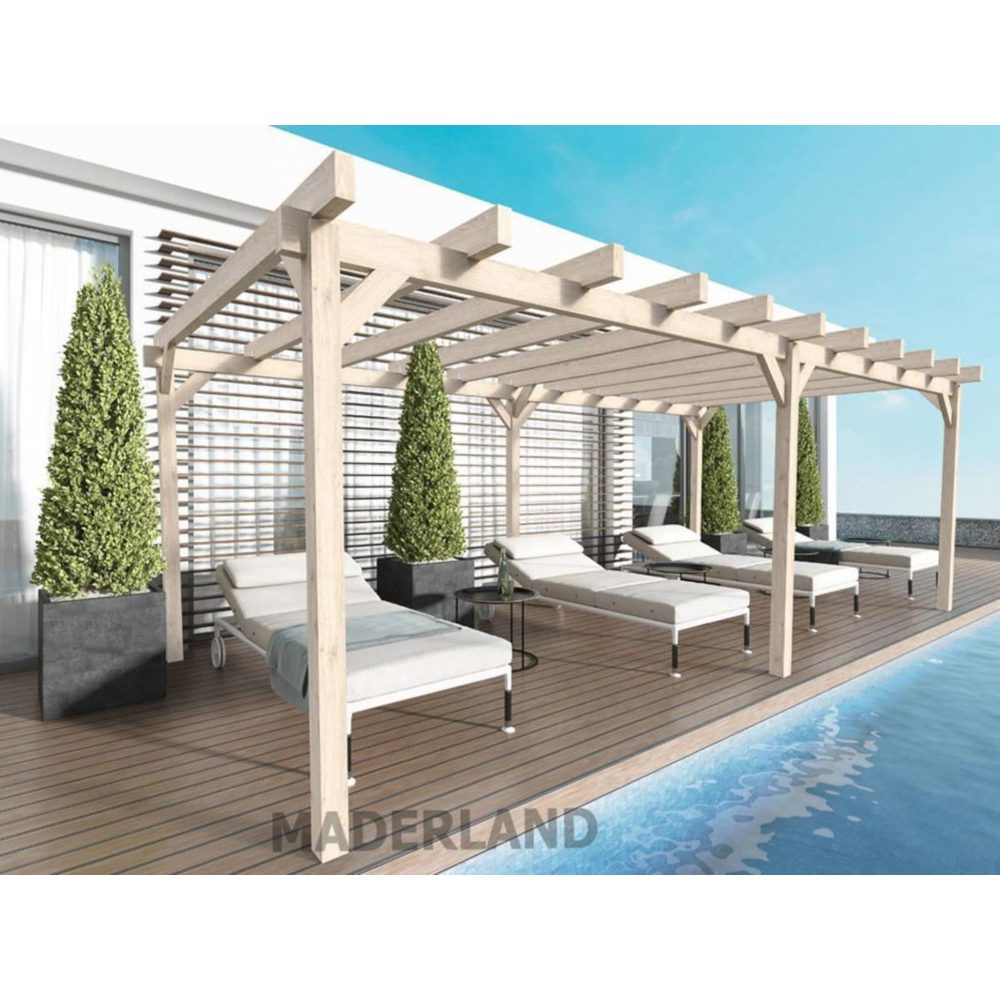 JARDIDECO Pergola en bois lamellé-collé marseille 500 x 500 cm - maderland