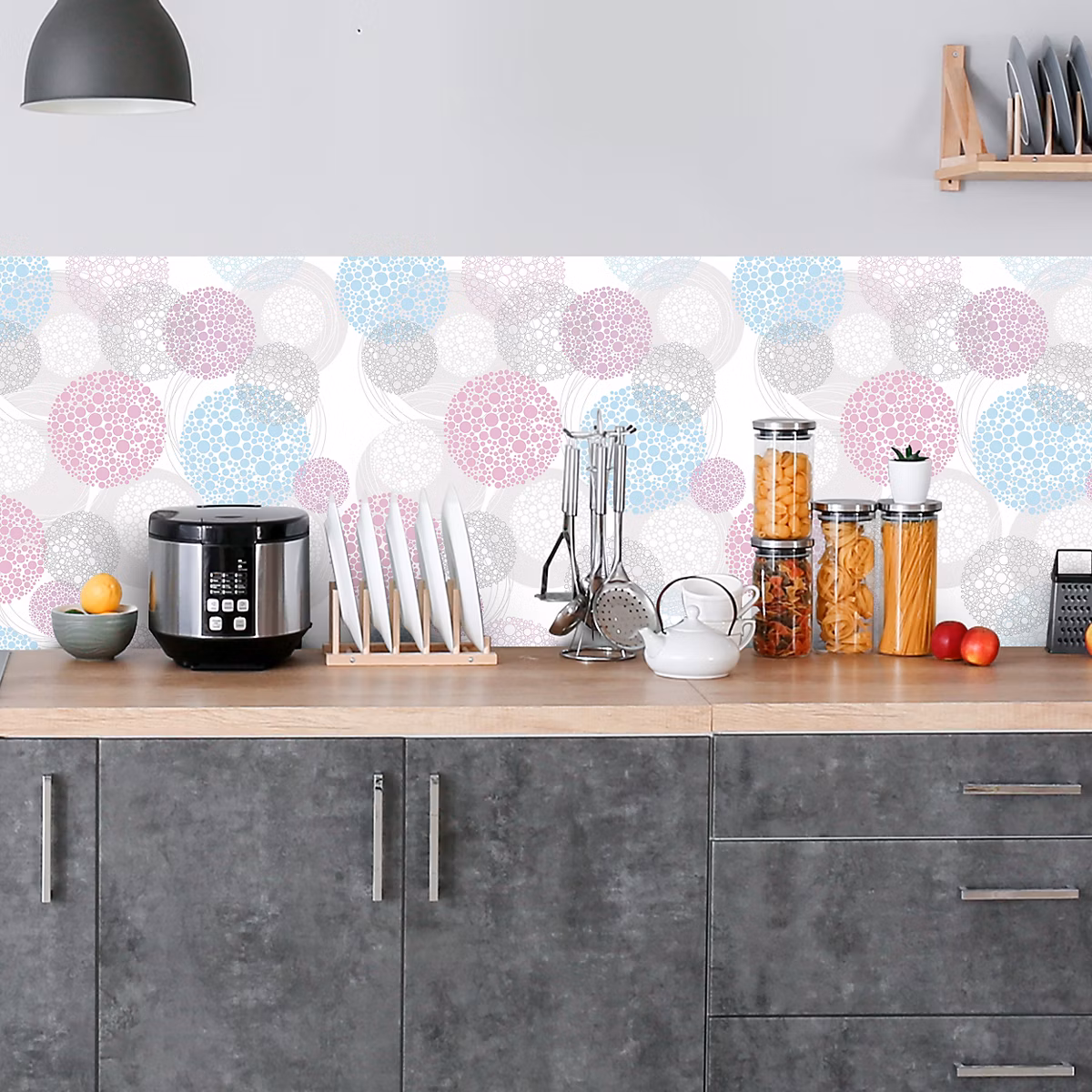 Crédence adhésive déco design ronds 315 – 60 × 300cm