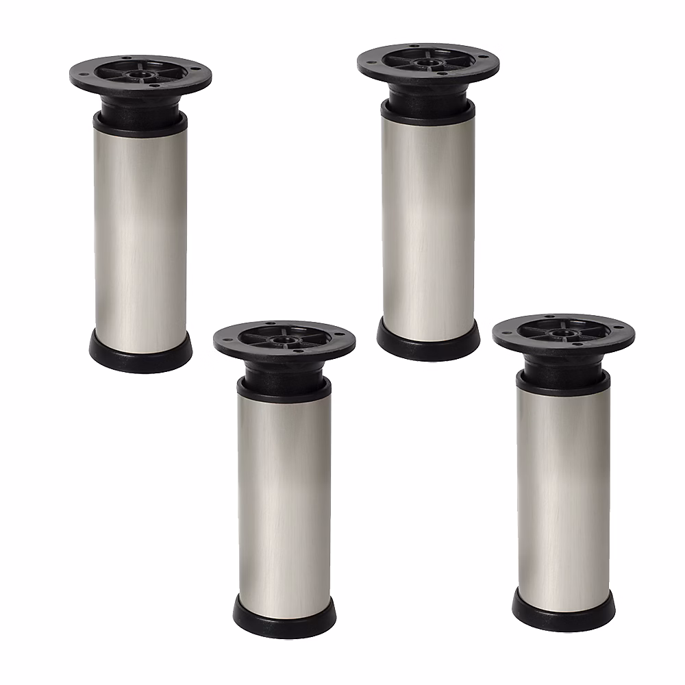 4 un. Pied rond pour meuble en aluminium diamètre 40mm hauteur 100mm inox avec régulateur de hauteur supérieur – Réf. SAJRNEEAC4395253138