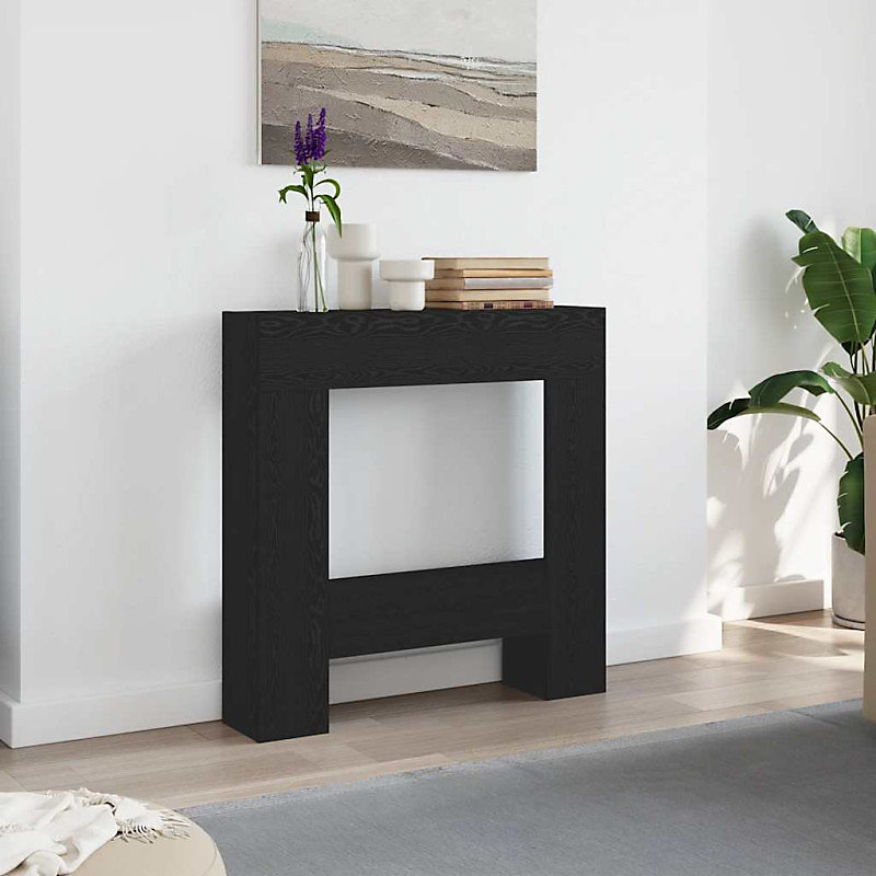 Cadre de cheminée chêne noir 81 × 18 × 82 cm bois d ingénierie
