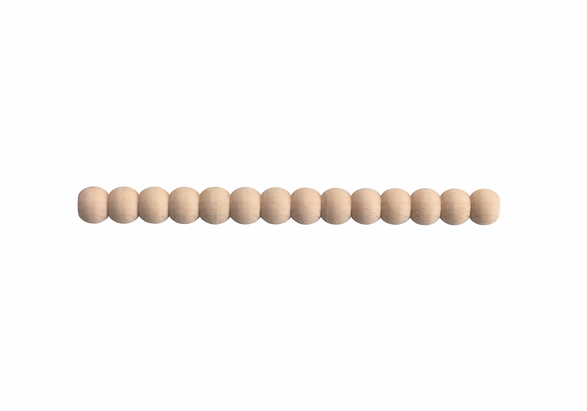 Échantillon de moulure perle brut décorative – L20 x 2 cm, Bois de hêtre massif, Style Parisien, A peindre