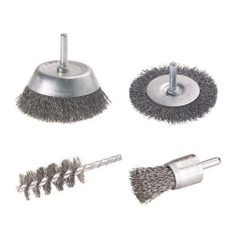 WOLFCRAFT Lot De 4 Brosses Pour Perceuse Pour Multimatière, Diam.25 Et 75 Mm