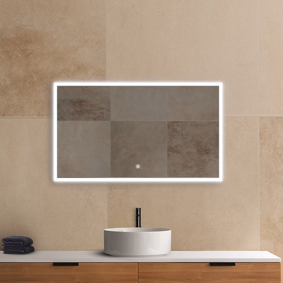 Miroir de salle de bains lumineux LED rectangulaire l. 120 x H. 70 cm MPGlass Bishop 2 – Réf. KEBMKAAXF9550934610