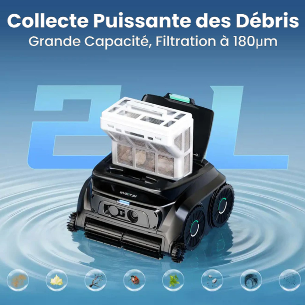 Wybot B1 Robot Piscine Sans Fil | Fond, Parois ligne d'eau
