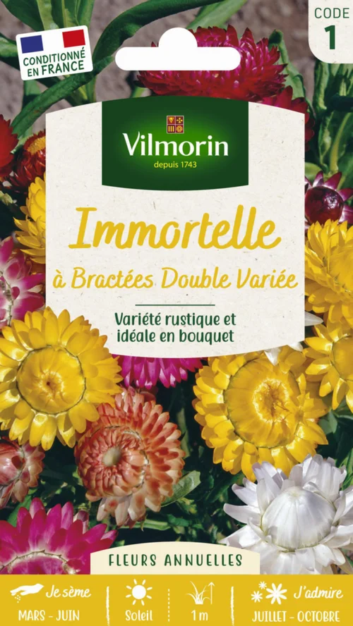 Pour mieux équiper vos extérieurs:Immortelle à Bractées Double Variée Vilmorin - graines à semer