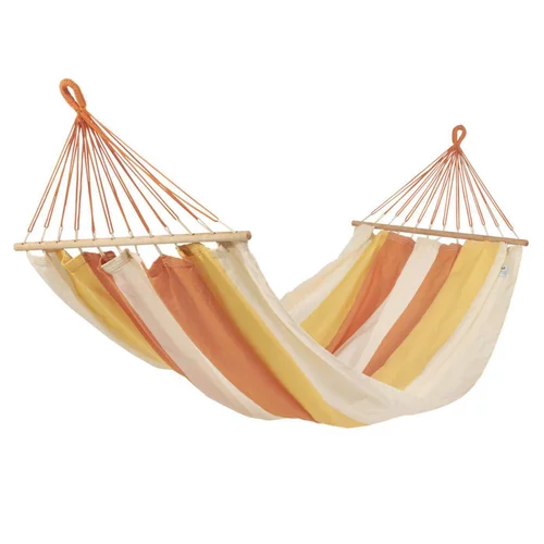 Bien au jardin:Hamac à barre en polypropylène jaune safran Jobek Graphik - 300 x 140 cm