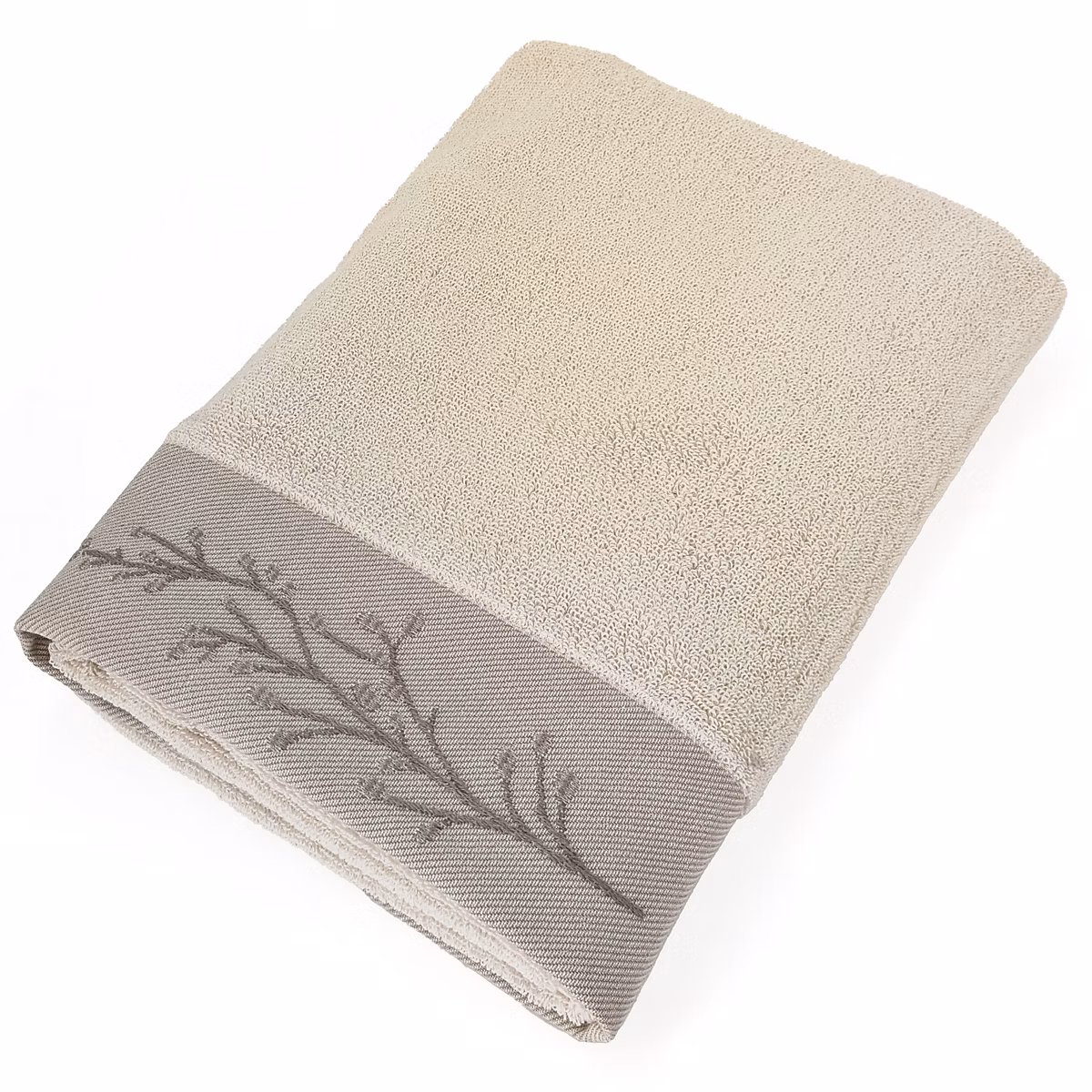 Drap de douche absorbant coton 70 × 140cm FEUILLE beige