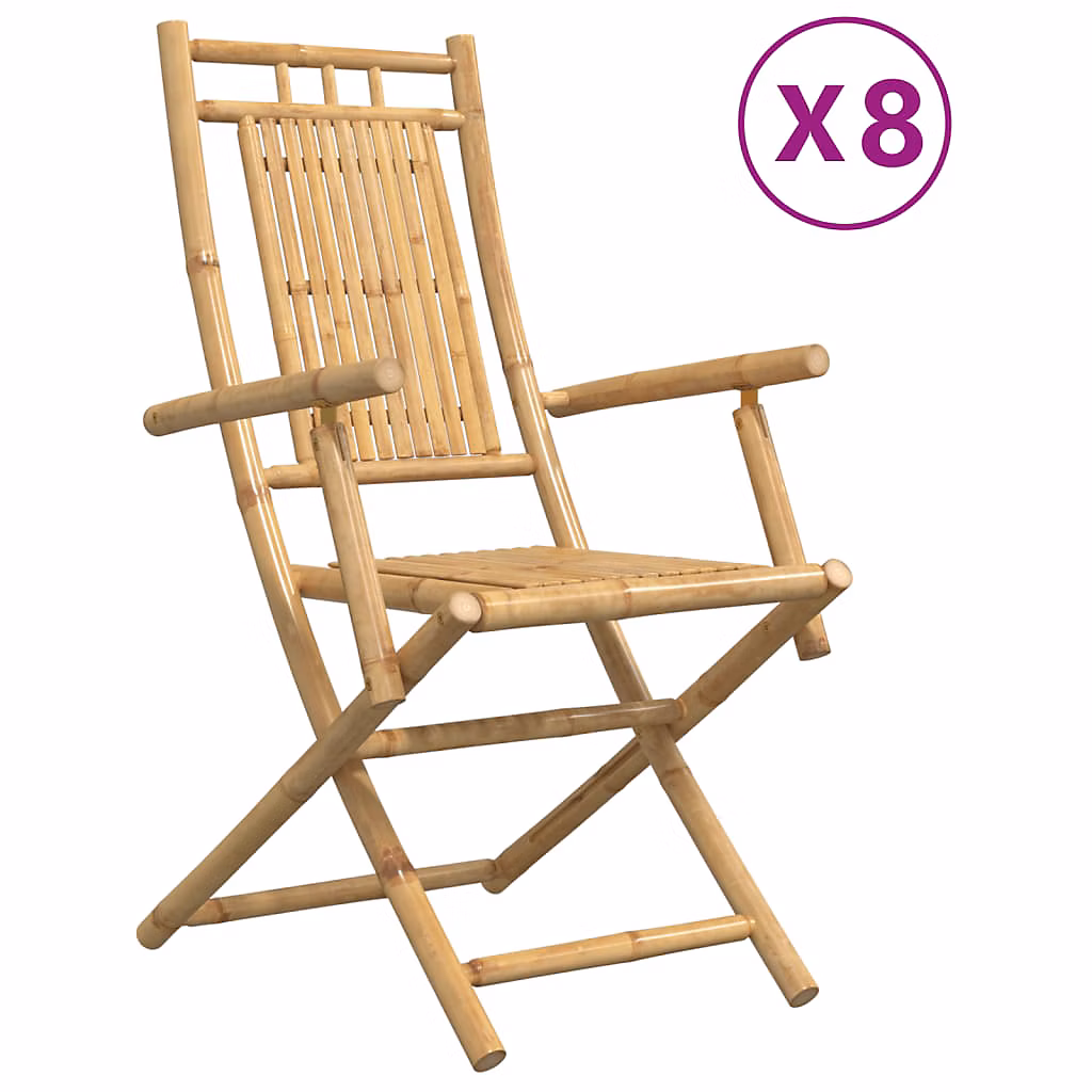 Chaises pliantes 8 pièces 53 × 66 × 99 cm en bambou vidaXL