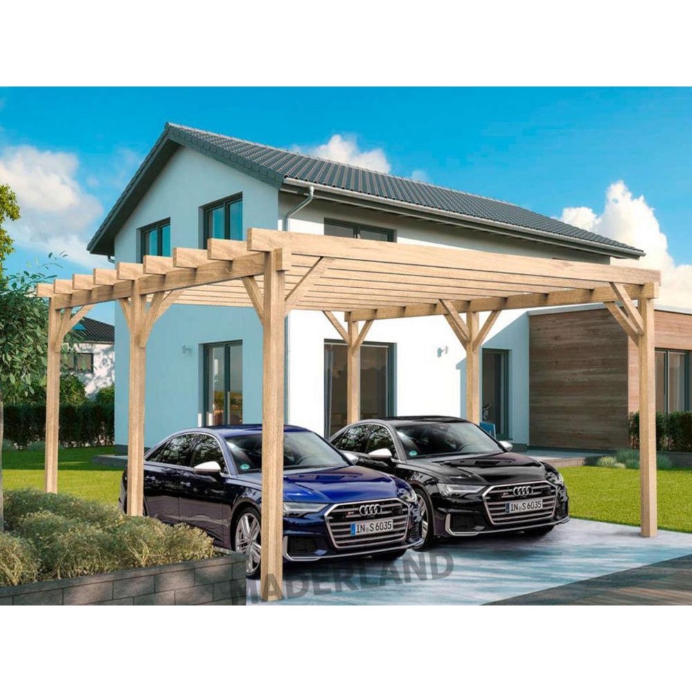 JARDIDECO Carport en bois lamellé-collé nîmes 800 x 400 cm - maderland