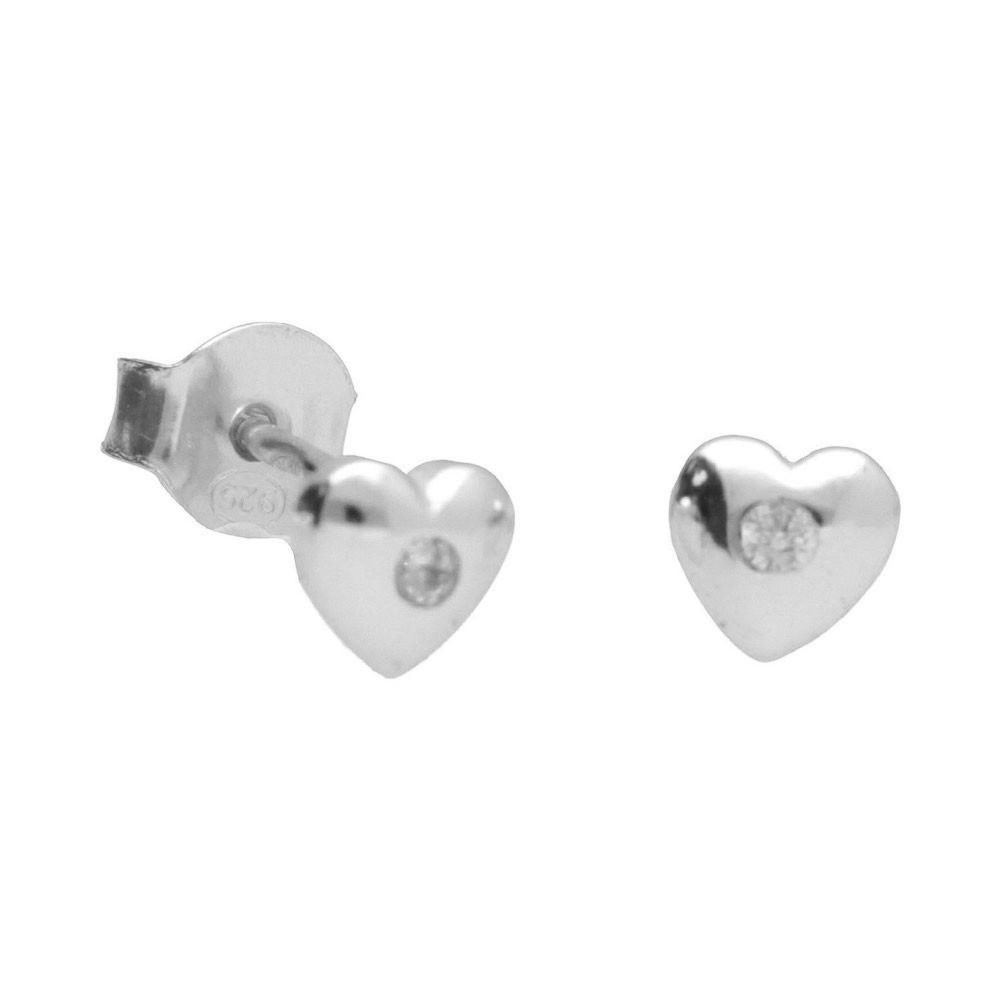 L'ATELIER D'AZUR Boucles d'Oreilles Argent 925/000 Rhodié - Coeur Serti