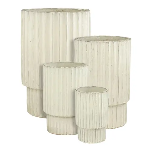 Pour transformer vos extérieurs:Pot haut Sorrento coloris beige en céramique - 54,5 x Ø 36 cm