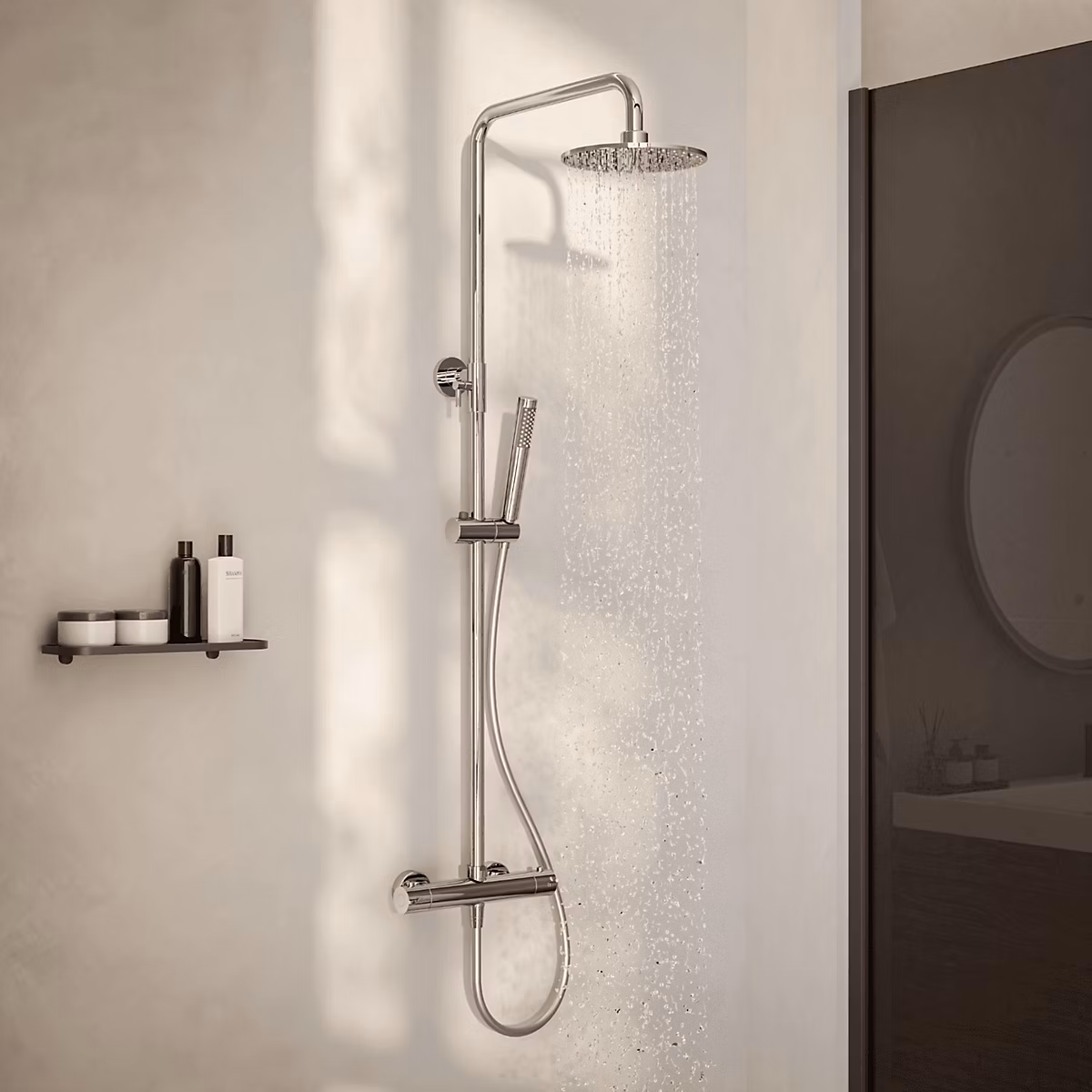 Colonne de douche avec mitigeur thermostatique LOMAZOO Vincenzo chromé | Colonne de douche