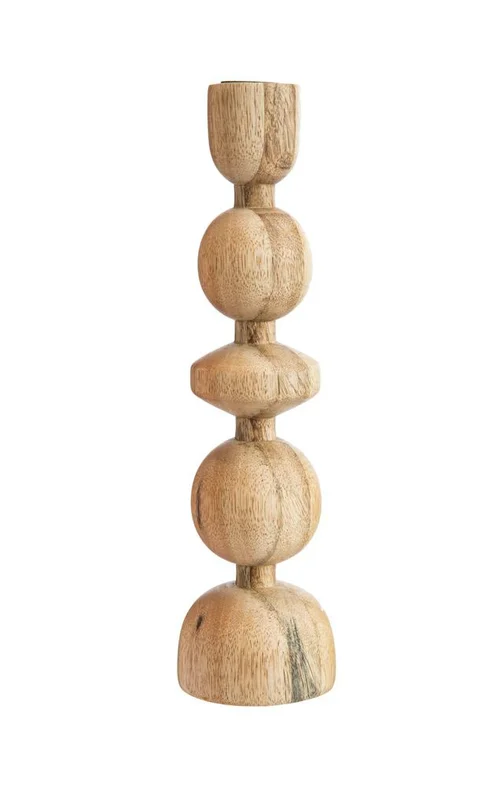 Solution nature:Chandelier boules coloris beige en bois de manguier - 8 x 8 x 29,5 cm