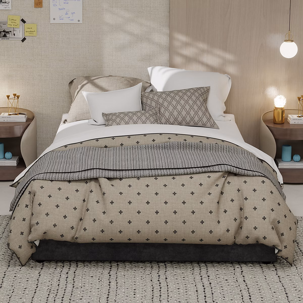 Cadre de lit 140 × 200 cm en tissu gris et métal – sans tête de lit