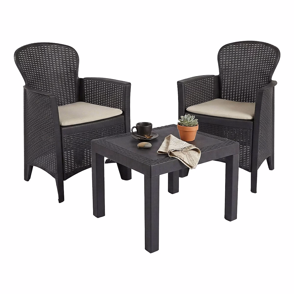 Salon et mobilier de jardin – 2 personnes DMORA rotin salon de jardin gris 57 x 57 x 57 5 pieces