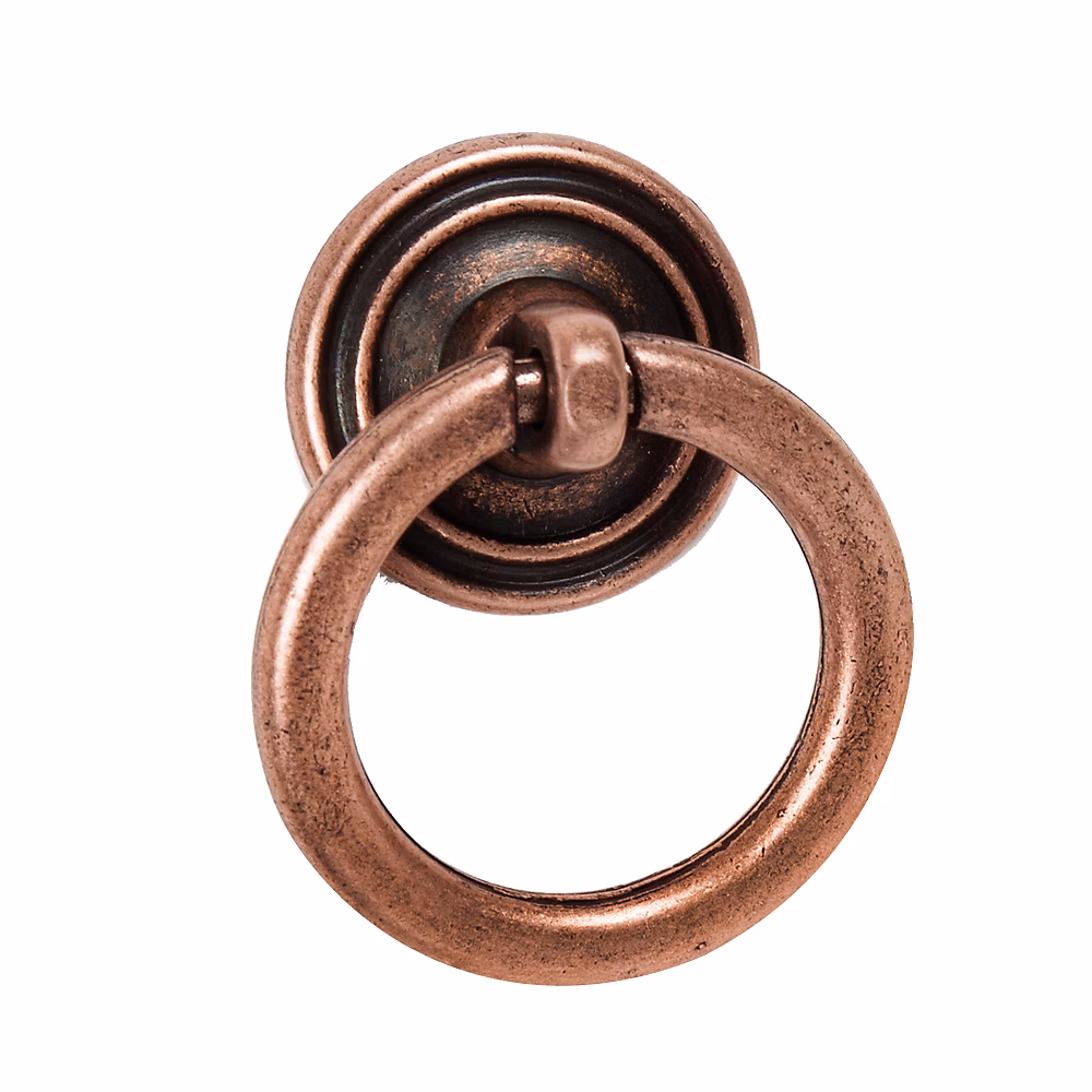 Bouton de meuble anneau zamac diamètre 32 mm vieux cuire piéces – lot de 36