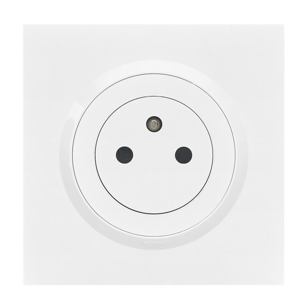 Legrand Prise avec terre affleurante complet Dooxie, LEGRAND, blanc