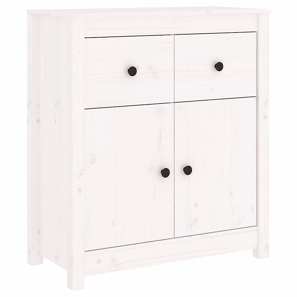 Buffet Blanc 70 × 35 × 80 Cm Bois Massif De Pin