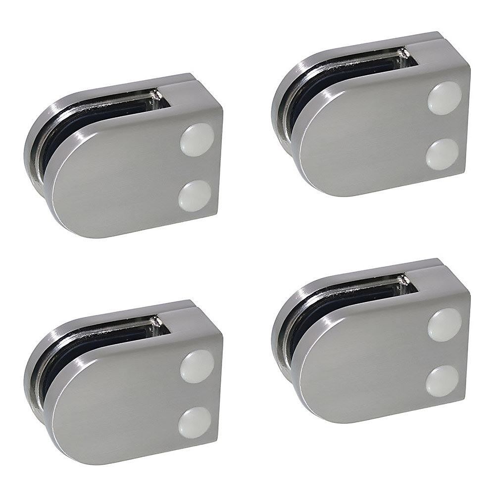 4 x Pince à verre plate modèle 02 – Ep. verre 6, 76 mm, Inox 316 brossé GR320